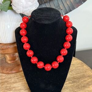 Red Beaded Chunky Statement Necklace - never worn Perfect for Summer / College